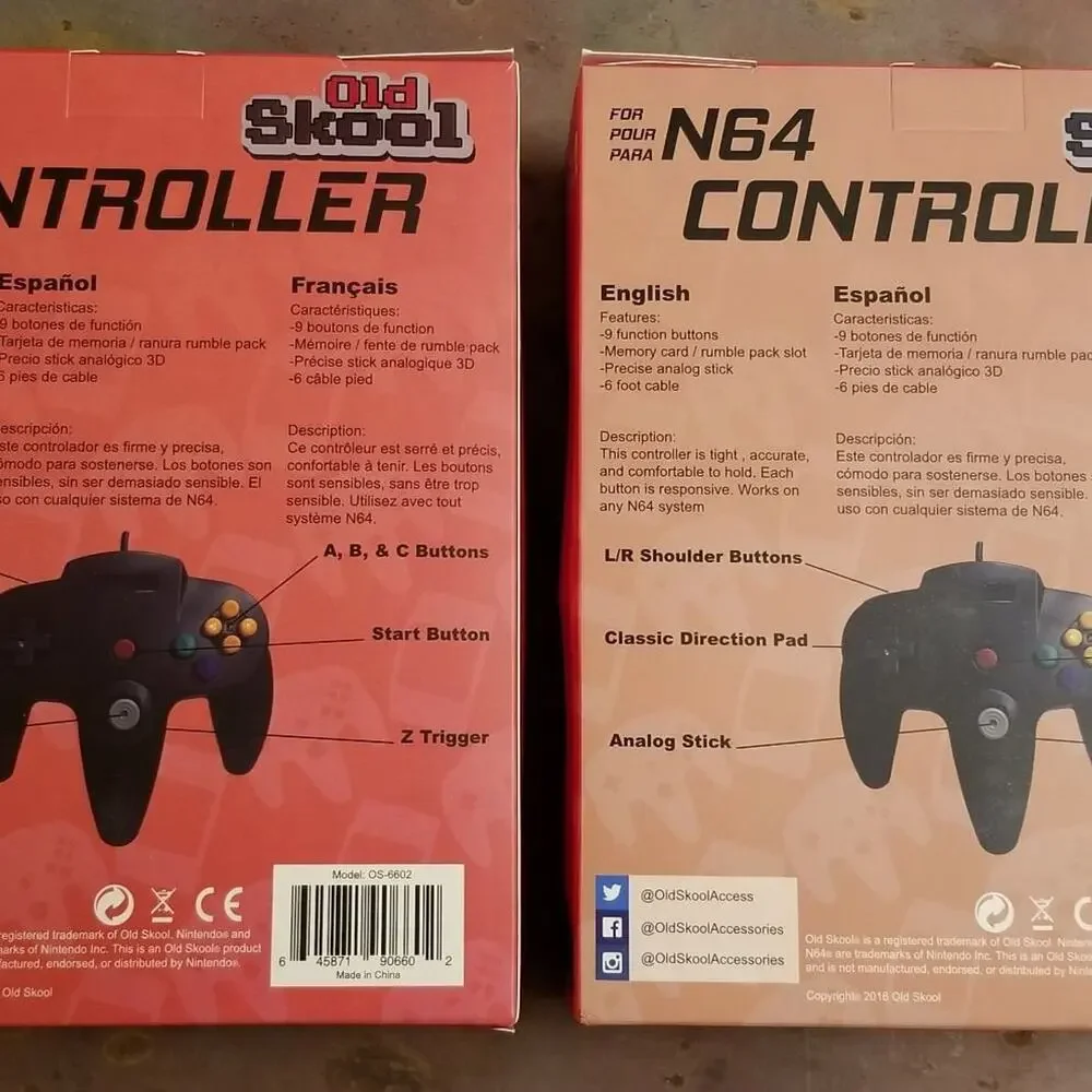 2 N64 Controllers - Grey & Jungle Green (NEW) - Nintendo64 Funtastic - Old Skool